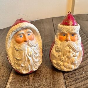 Vintage Santa Claus‎ Head Ornament Figurine Hand Painted Christmas Decor